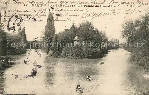 AK / Ansichtskarte Paris Bois de Boulogne La Pointe du Grand Lac Kat. Paris