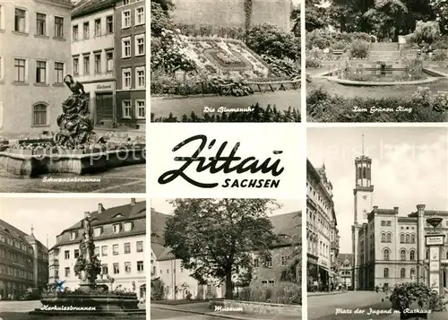 AK / Ansichtskarte Zittau Platz der Jugend Rathaus Museum Blumenuhr Kat. Zittau