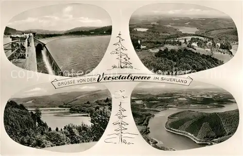 AK / Ansichtskarte Versetalsperre Landschaftspanorama Blick von der Homert Stausee ueberlauf Kat. Luedenscheid