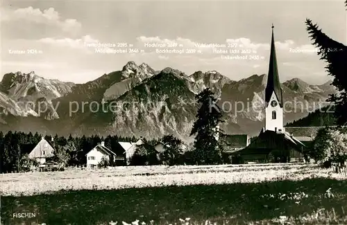 AK / Ansichtskarte Fischen Allgaeu Ortsansicht mit Kirche Bergpanorama Alpen Kat. Fischen i.Allgaeu