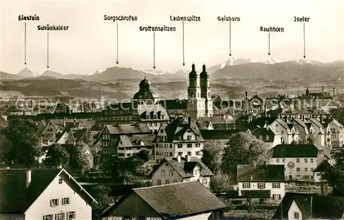 AK / Ansichtskarte Kempten Allgaeu Stadtpanorama mit Kirche Alpenkette Kat. Kempten (Allgaeu)
