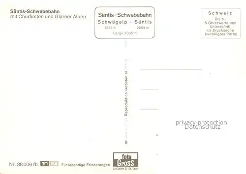 AK / Ansichtskarte Seilbahn Saentis Churfirsten Glarner Alpen  Kat. Bahnen