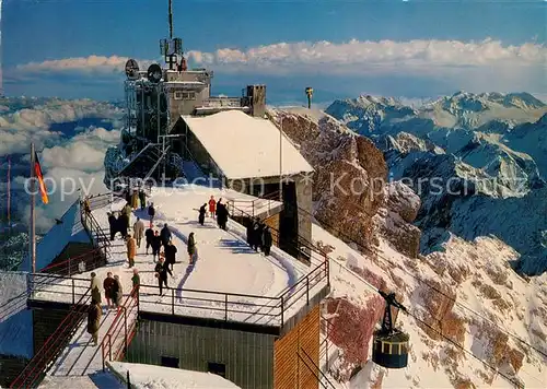 AK / Ansichtskarte Seilbahn Zugspitzgipfel Gipfelterrasse Bergstation Karwendelgebirge Kat. Bahnen