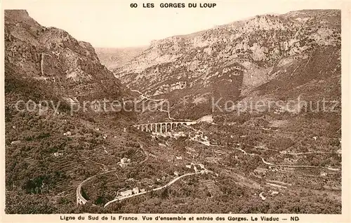 AK / Ansichtskarte Gorges Loup Alpes Maritimes Vue densemble et entree des Gorges Le Viaduc Kat. Andon