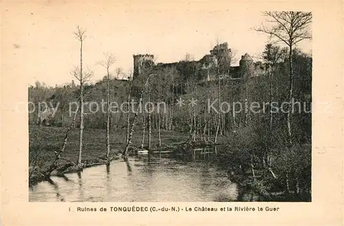 AK / Ansichtskarte Tonquedec Ruines Le Chateau et la Riviere le Guer Kat. Tonquedec