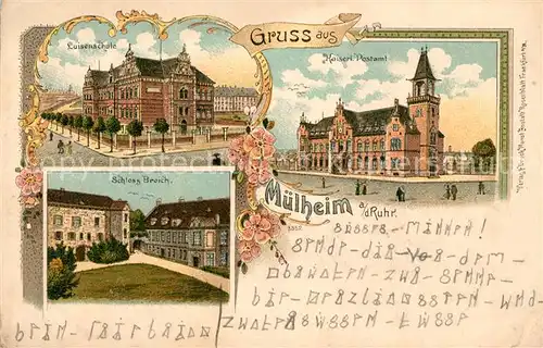 AK / Ansichtskarte Muelheim Ruhr Postamt Luisenschule Schloss Broich Kat. Muelheim an der Ruhr