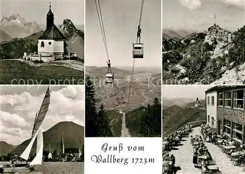 AK / Ansichtskarte Wallberg Luftseilbahn Segelboot Kirche Kat. Tegernsee