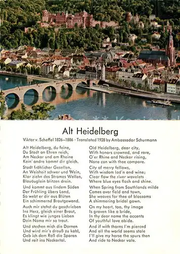 AK / Ansichtskarte Gedicht auf AK Viktor von Scheffel Alt Heidelberg  Kat. Lyrik