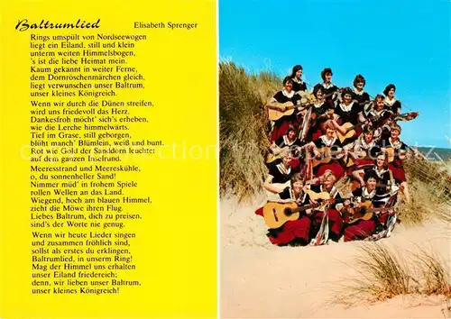 AK / Ansichtskarte Liederkarte Baltrumlied Elisabeth Sprenger  Kat. Musik