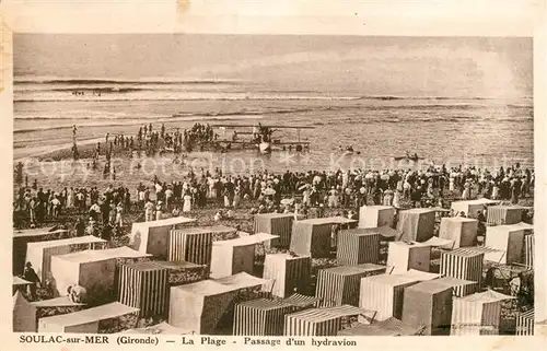 AK / Ansichtskarte Soulac sur Mer La Plage Passage dun hydravion Kat. Soulac sur Mer