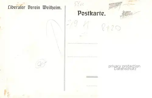 AK / Ansichtskarte Weilheim Oberbayern Liberaler Verein Kuenstlerkarte von Schempp Kat. Weilheim i.OB
