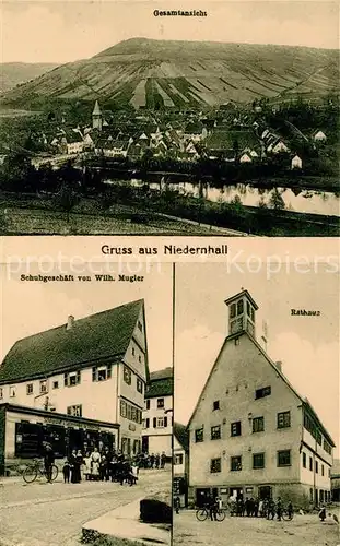 AK / Ansichtskarte Niedernhall Panorama Schugeschaeft Mugler Rathaus Kat. Niedernhall