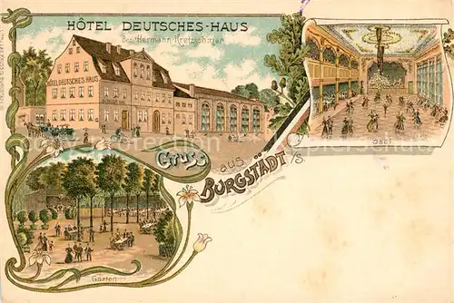 AK / Ansichtskarte Burgstaedt Sachsen Hotel Deutsches Haus Saal Garten Kat. Burgstaedt