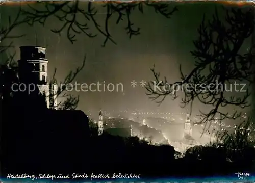 AK / Ansichtskarte Heidelberg Neckar Schloss und Stadt festlich beleuchtet Nachtaufnahme Kat. Heidelberg