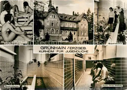 AK / Ansichtskarte Gruenhain Erzgebirge Kurheim fuer Jugendliche Sauna Wassertreten