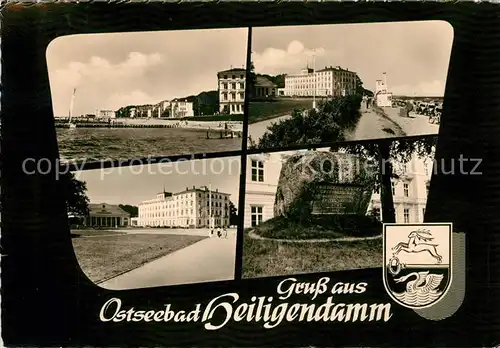 AK / Ansichtskarte Heiligendamm Ostseebad Strand Promenade Hotel Gedenkstein Wappen Kat. Bad Doberan