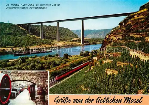 AK / Ansichtskarte Eisenbahn Moseltalbruecke Winningen Dieblich Autobahnbruecke  Kat. Eisenbahn
