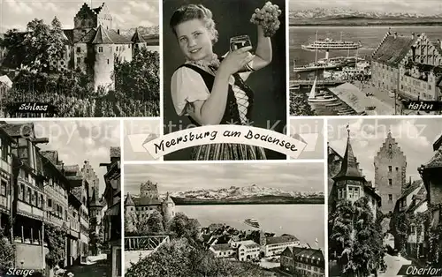 AK / Ansichtskarte Meersburg Bodensee Schloss Steige Obertor Hafen Alpenblick Weinprinzessin Kat. Meersburg