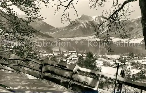AK / Ansichtskarte Schliersee Winterpanorama mit Jaegerkamp und Brecherspitz Alpen Kat. Schliersee