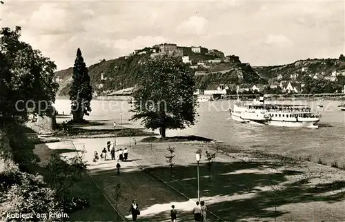 AK / Ansichtskarte Koblenz Rhein Uferpromenade am Rhein Faehre Kat. Koblenz