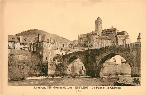 AK / Ansichtskarte Aveyron Gorges du Lot Estaing Pont et Chateau