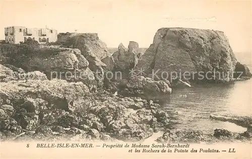 AK / Ansichtskarte Belle Ile en Mer Propriete de Madame Sarah Bernhardt et les Rochers de la Pointe des Poulains