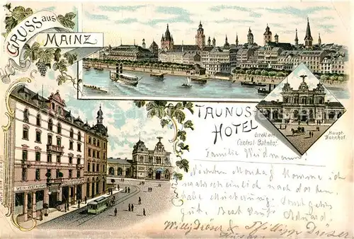 AK / Ansichtskarte Mainz Rhein Hauptbahnhof Hotel Taunus