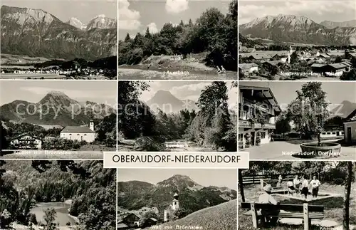 AK / Ansichtskarte Niederaudorf Gesamtansicht mit Kaisergebirge Auerbach Kloster Dorfplatz Kneippbad Luegsteinsee Kat. Oberaudorf
