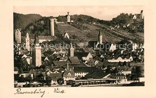 AK / Ansichtskarte Ravensburg Wuerttemberg Panorama Tuerme Kat. Ravensburg