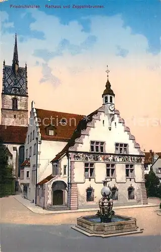 AK / Ansichtskarte Friedrichshafen Bodensee Rathaus Zeppelinbrunnen Kat. Friedrichshafen