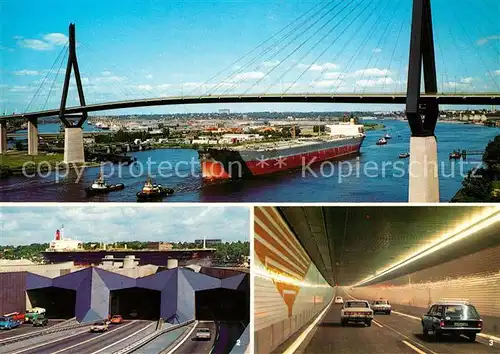 AK / Ansichtskarte Bruecken Bridges Ponts Koehlbrandhochbruecke Hamburg Neuer Elbtunnel 
