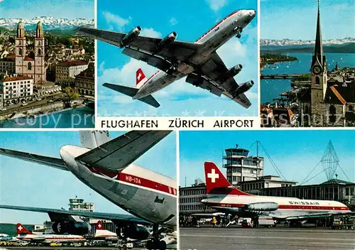 AK / Ansichtskarte Flugzeuge Zivil Swissair Flughafen Zuerich  Kat. Airplanes Avions