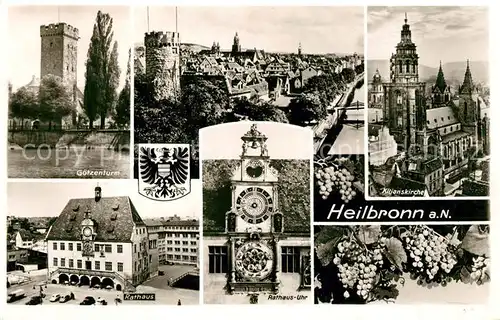 AK / Ansichtskarte Heilbronn Neckar Kilianskirche Rathaus Uhr Goetzenturm Kat. Heilbronn