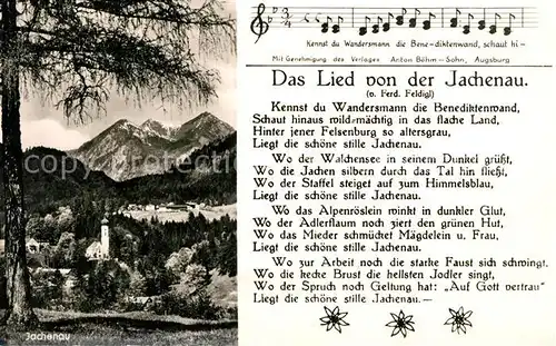 AK / Ansichtskarte Jachenau Lied von der Jachenau Noten Landschaftspanorama Kat. Jachenau