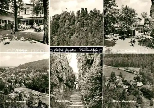 AK / Ansichtskarte Jonsdorf Gaststaette Gondelfahrt Nonnenfelsen Felsengasse Zittauer Gebirge Kat. Kurort Jonsdorf