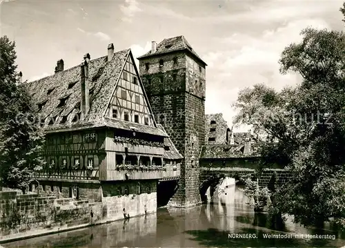 AK / Ansichtskarte Nuernberg Weinstadel mit Henkersteg Kat. Nuernberg