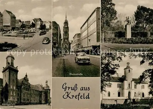 AK / Ansichtskarte Krefeld Ostwall Rheinstrasse Husarendenkmal Jugendherberge Amtsgericht Kat. Krefeld