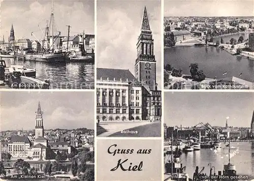 AK / Ansichtskarte Kiel Bootshafen Rathaus Am Kleinen Kiel Blick von der Hoern Kat. Kiel