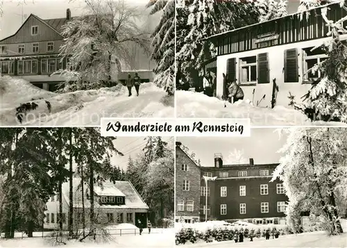 AK / Ansichtskarte Frauenwald Thueringen Wanderziele am Rennsteig Fraubachmuehle Waldbaude Cafe Stutenhaus im Winter Kat. Frauenwald