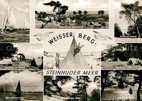 AK / Ansichtskarte Steinhude Weisser Berg Steinhuder Meer Regatta Segeln Campingplatz Abendstimmung Strand Kat. Wunstorf