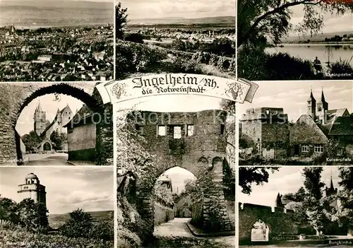 AK / Ansichtskarte Ingelheim Rhein Fliegeraufnahme Landschaftspanorama Kirche Burgruine Kaiserpfalz Kat. Ingelheim am Rhein