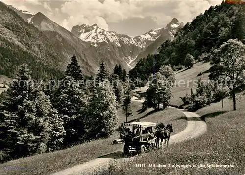 AK / Ansichtskarte Oberstdorf Mit dem Stellwagen in die Spielmannsau Landschaftspanorama Allgaeuer Alpen Kat. Oberstdorf