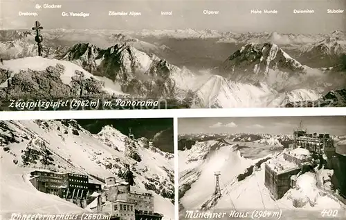 AK / Ansichtskarte Zugspitze Gipfelpanorama Schneefernerhaus Muenchner Haus Kat. Garmisch Partenkirchen