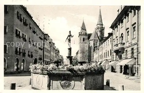 AK / Ansichtskarte Ansbach Mittelfranken Markgraf Georg Brunnen und St Johanniskirche Kat. Ansbach
