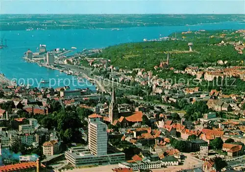 AK / Ansichtskarte Flensburg Fliegeraufnahme mit Foerde und Rathaus Kat. Flensburg