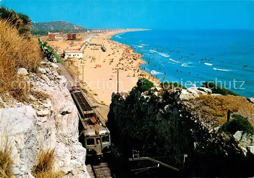 AK / Ansichtskarte Castelldefels Strand Eisenbahn  Kat. Costa Brava