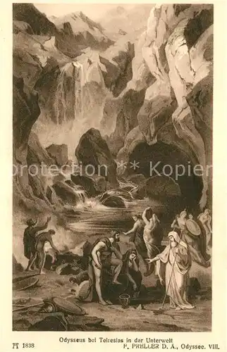 AK / Ansichtskarte Verlag Ackermann Kuenstlerpostkarte Nr. 1838 Friedrich Preller der aeltere Odysseus bei Teiresias in der Unterwelt Kat. Verlage