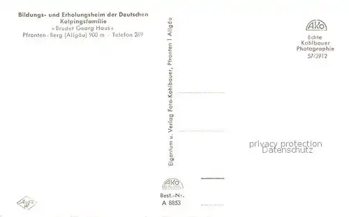 AK / Ansichtskarte Pfronten Bildungs  und Erholungsheim der Deutschen Kolpingsfamilie Kat. Pfronten