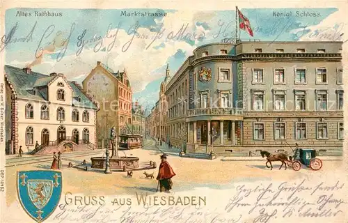 AK / Ansichtskarte Wiesbaden Rathaus Marktstrasse Schloss Kat. Wiesbaden