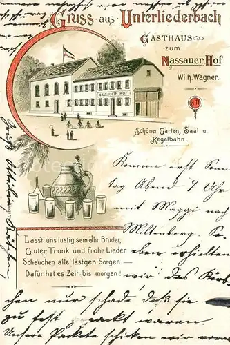 AK / Ansichtskarte Unterliederbach Gasthaus Nassauer Hof Bembel Kat. Frankfurt am Main